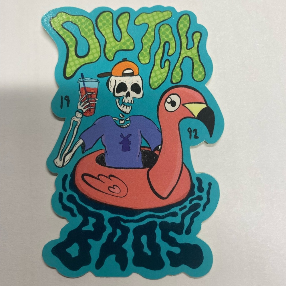 Dutch Bros New Release Stickerโ 2023 June Floating Skeleton.